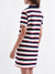 Iconic Women Striped Short Sleeves Collar Dress