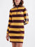 Iconic Women Striped Full Sleeves High Neck Dress