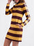 Iconic Women Striped Full Sleeves High Neck Dress