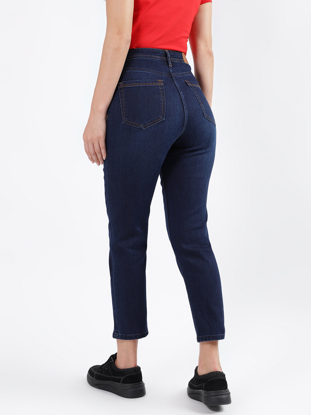 Iconic Women Blue Faded Slim Straight Fit Jeans