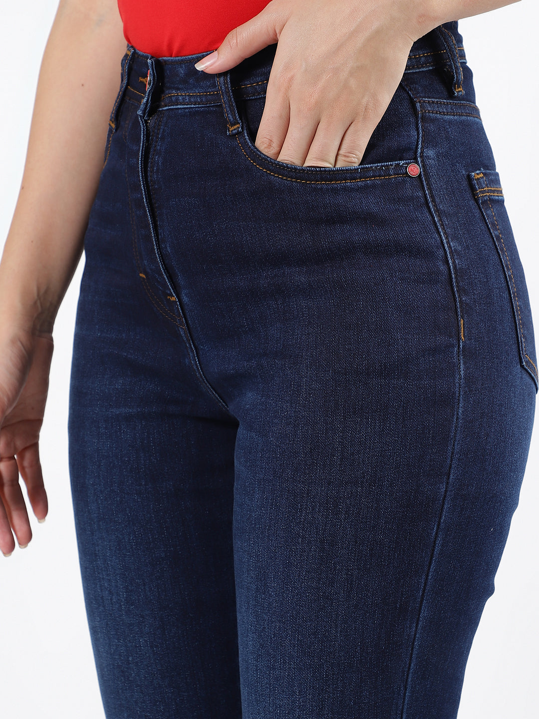 Iconic Women Blue Faded Slim Straight Fit Jeans