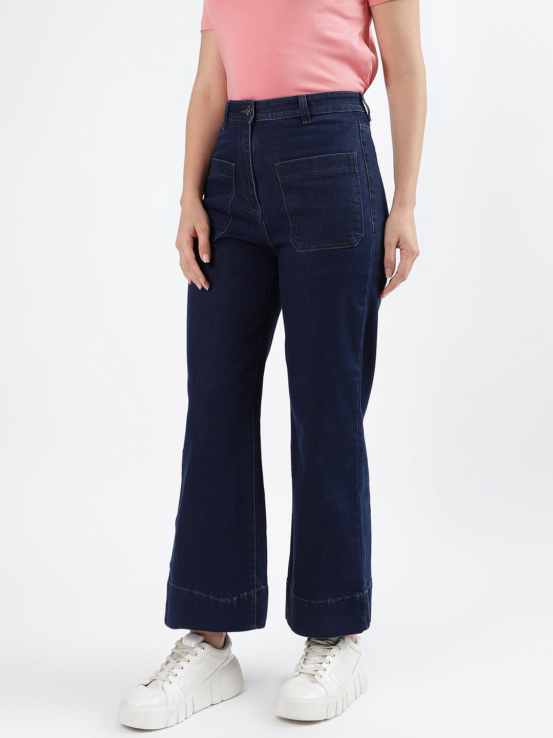 Iconic Women Blue Solid Flared Jeans