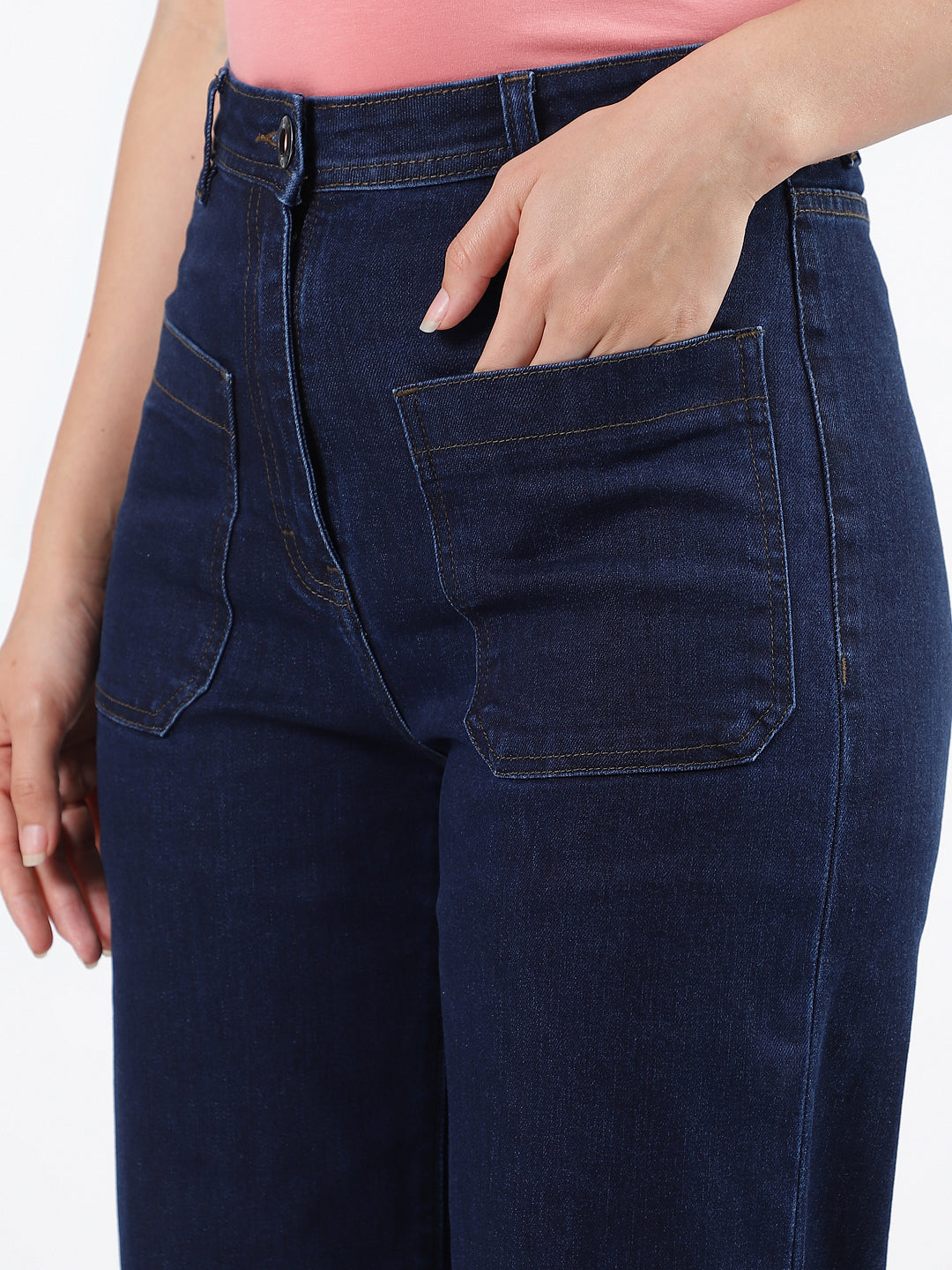 Iconic Women Blue Solid Flared Jeans