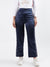 Iconic Women Navy Blue Solid Regular Fit Trouser