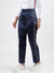 Iconic Women Navy Blue Solid Regular Fit Trouser