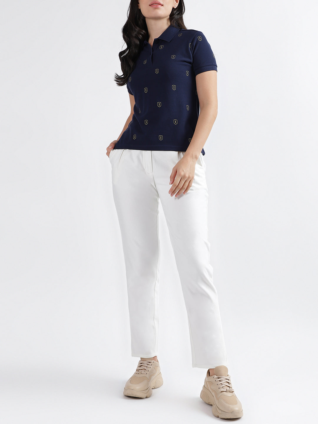 Iconic Women White Solid Regular Fit Trouser