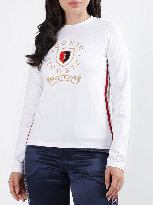 Iconic White Fashion Embroidery Regular Fit T-Shirt