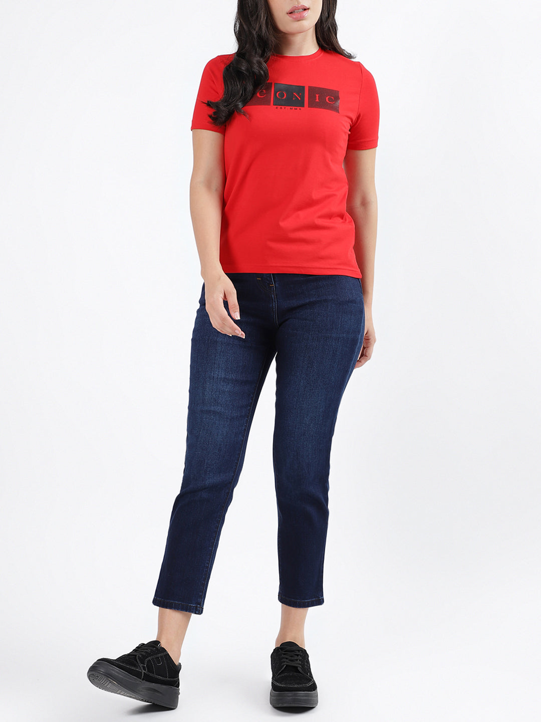 Iconic Red Fashion Logo Regular Fit T-Shirt