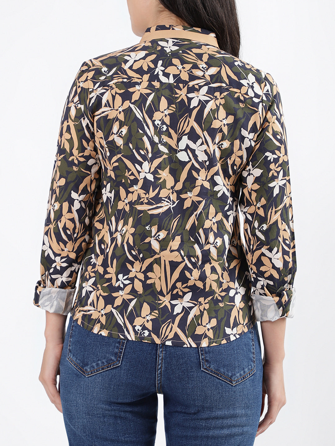 Iconic Women Printed Collar Full Sleeves Top