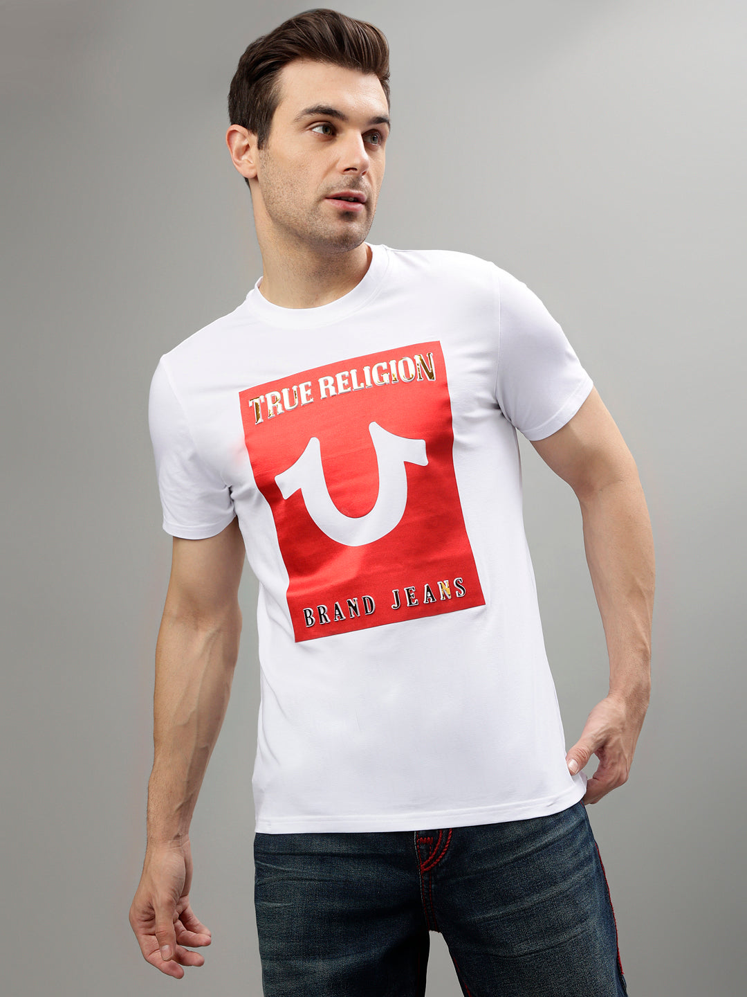 True Religion White Fashion Printed Regular fit T-Shirt