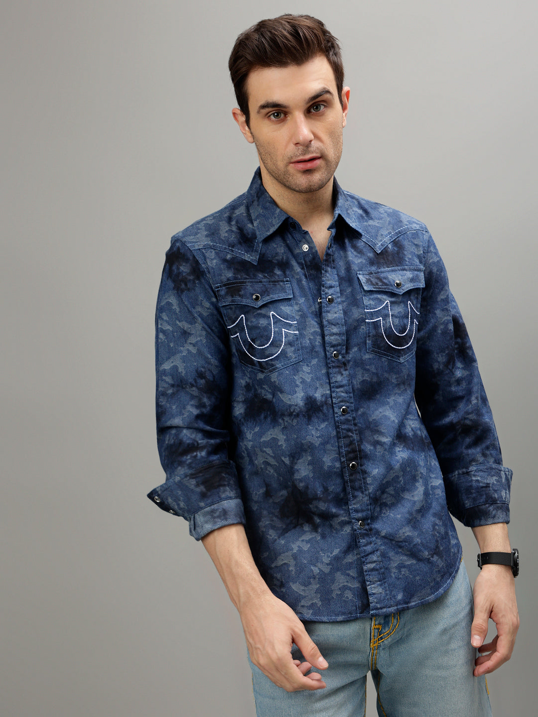 True Religion Blue Fashion Printed Regular fit Shirt