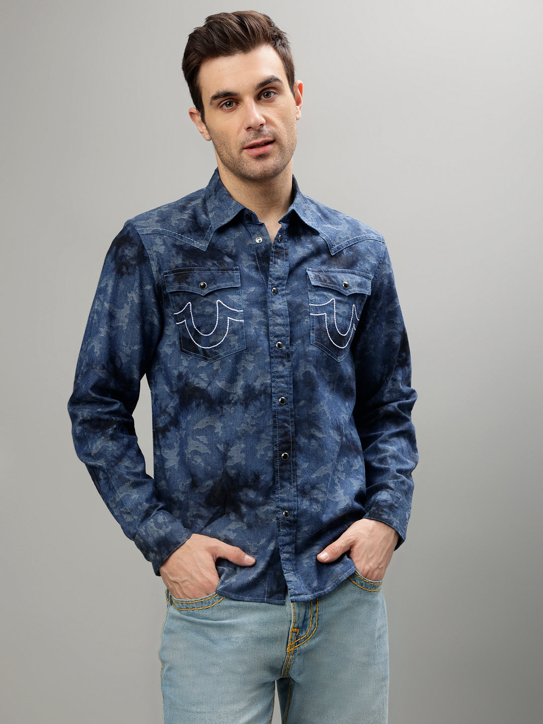 True Religion Blue Fashion Printed Regular fit Shirt