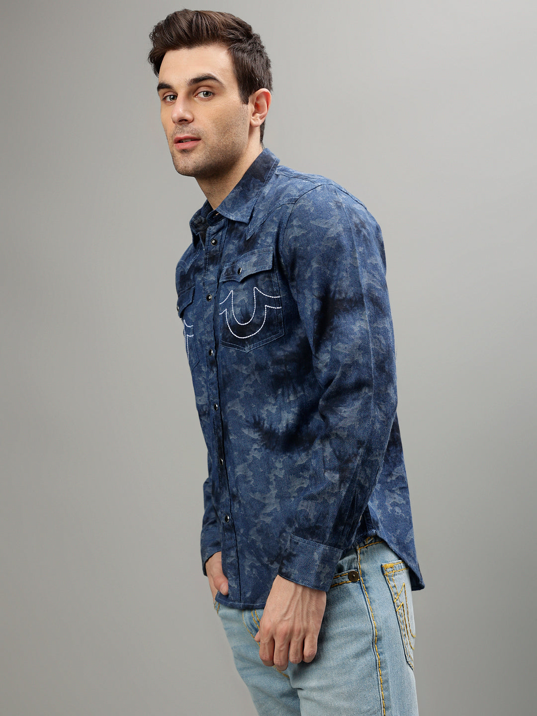 True Religion Blue Fashion Printed Regular fit Shirt