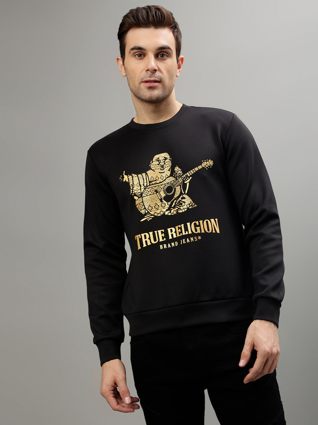 True Religion Men Printed Round Neck Full Sleeves Sweatshirt