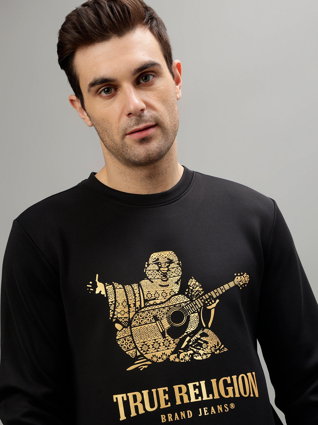 True Religion Men Printed Round Neck Full Sleeves Sweatshirt