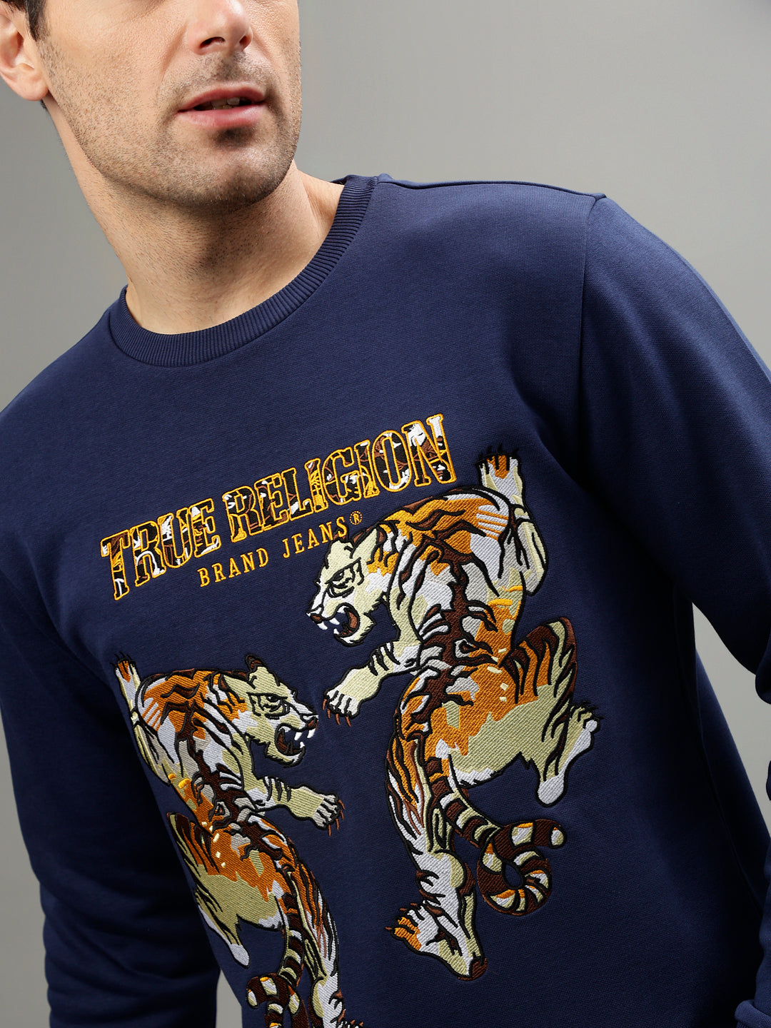 True Religion Men Printed Round Neck Half Sleeves Sweatshirt