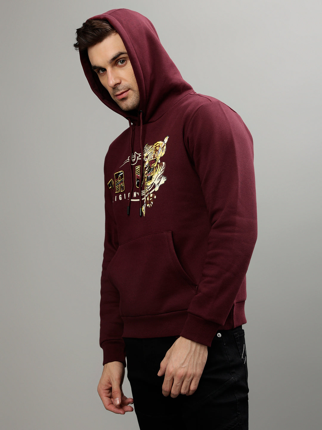 True Religion Men Solid Hooded Full Sleeves Sweatshirt