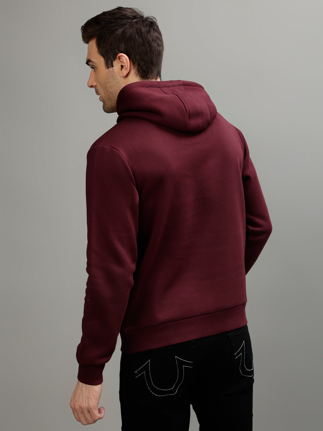 True Religion Men Solid Hooded Full Sleeves Sweatshirt