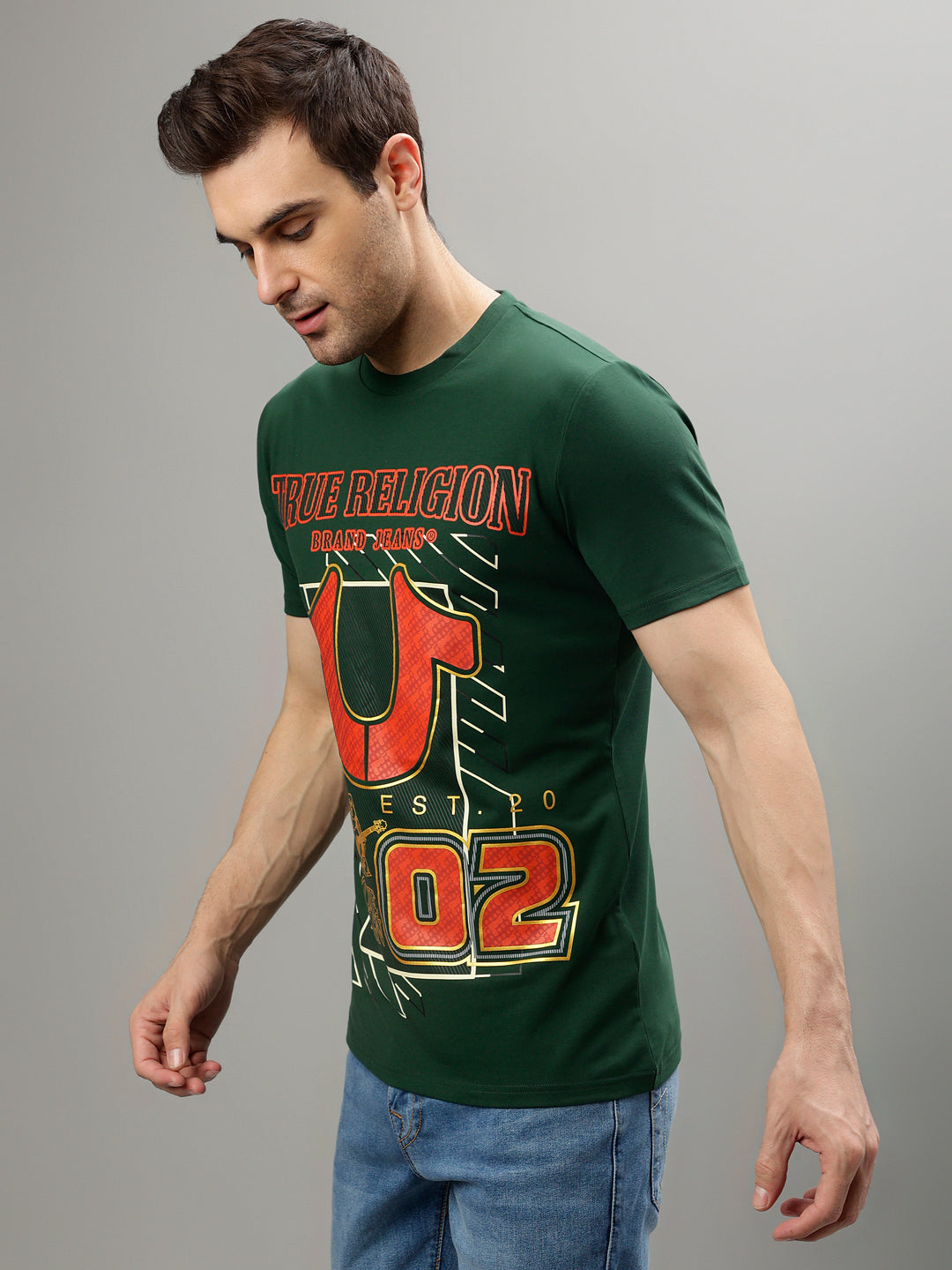 True Religion Green Fashion Printed Regular fit T-Shirts