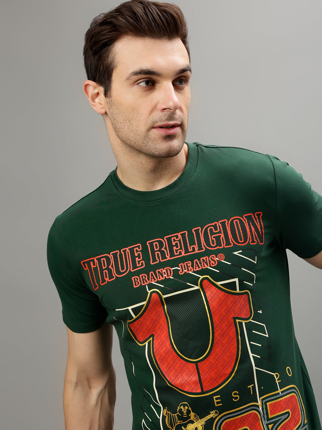 True Religion Green Fashion Printed Regular fit T-Shirts