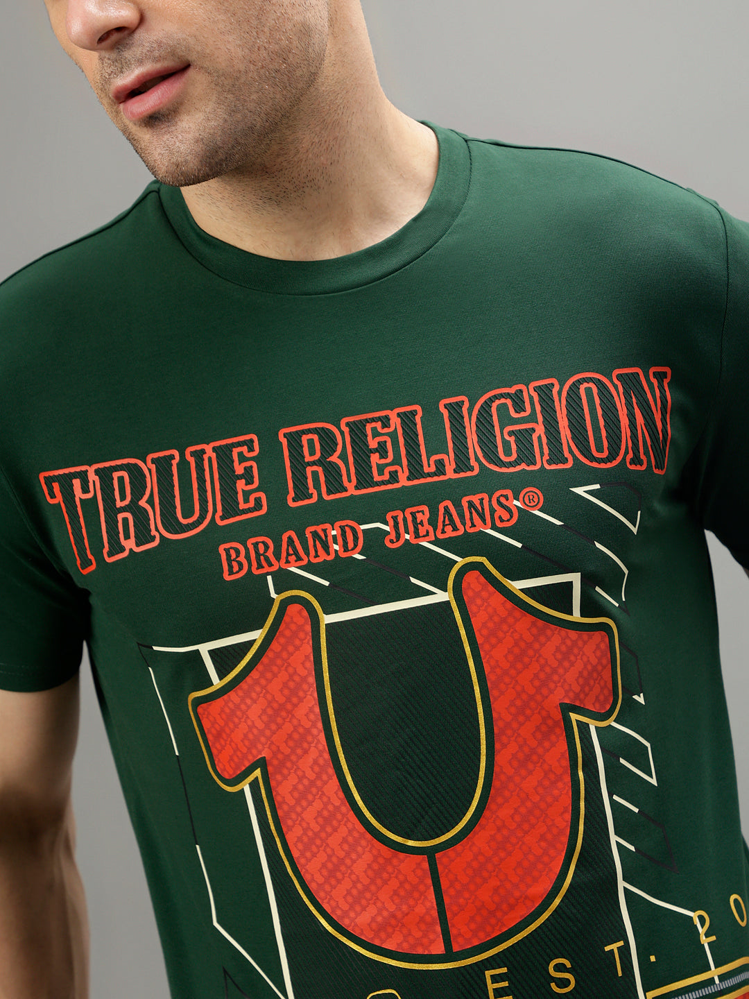 True Religion Green Fashion Printed Regular fit T-Shirts