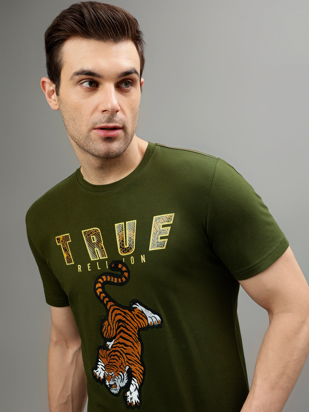 True Religion Green Fashion Printed Regular fit T-Shirts