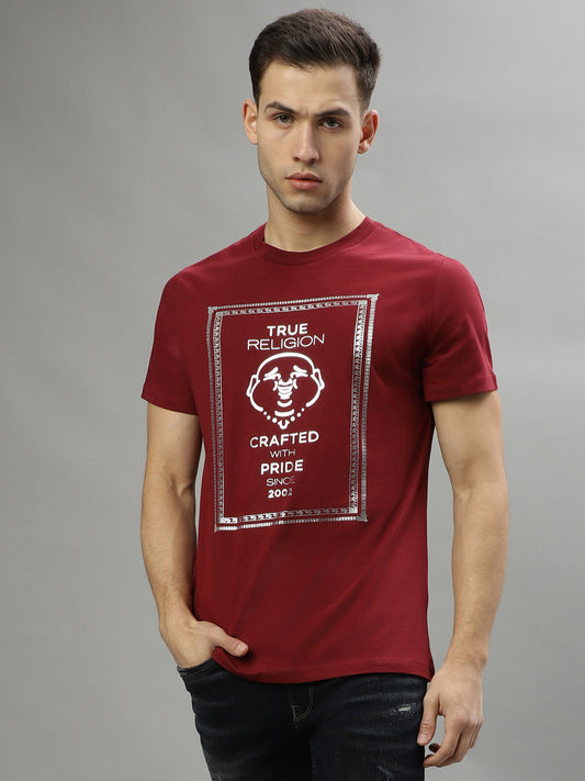 True Religion Red Fashion Printed Regular Fit T-Shirt