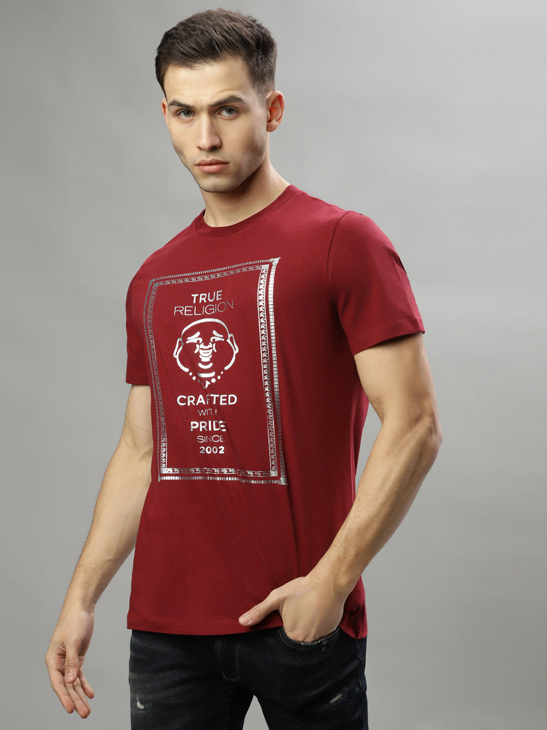 True Religion Red Fashion Printed Regular Fit T-Shirt