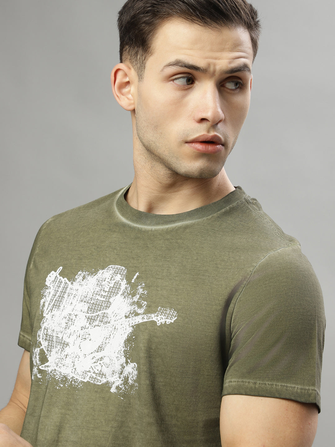 True Religion Green Fashion Printed Regular Fit T-Shirt