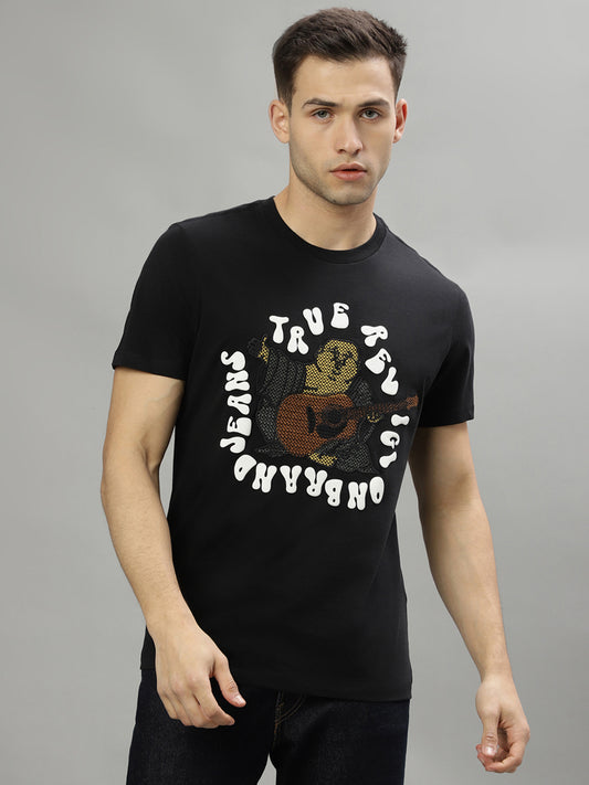 True Religion Black Fashion Printed Regular Fit T-Shirt