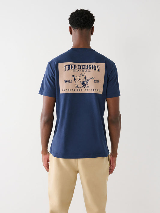 True Religion Men Blue Printed Round Neck Short Sleeves T-shirt