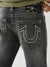 True Religion Men Black Ricky Super T Straight Fit Faded Jeans