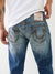 True Religion Men Blue Super T Skinny Fit Faded Jeans