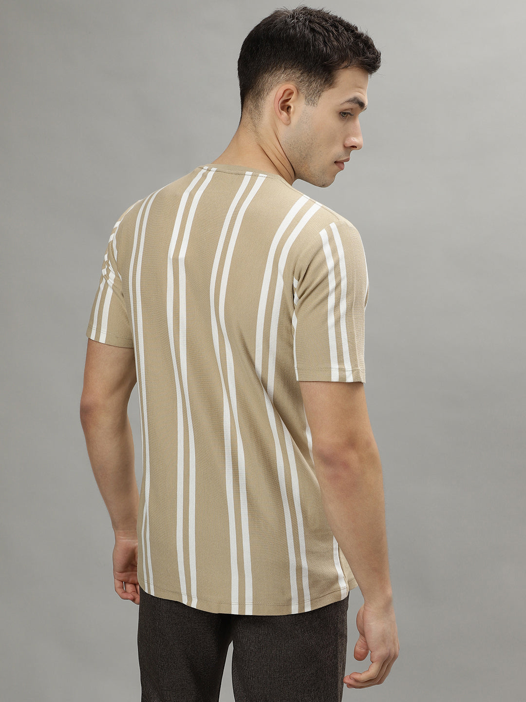 Lindbergh Beige Fashion Striped Regular Fit T-Shirt