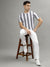 Lindbergh White Fashion Striped Regular Fit T-Shirt