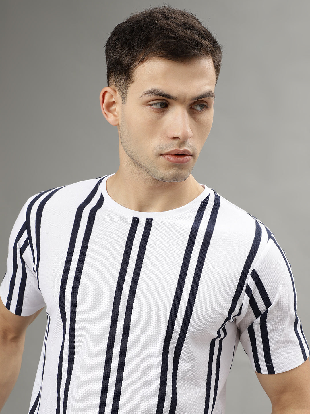 Lindbergh White Fashion Striped Regular Fit T-Shirt