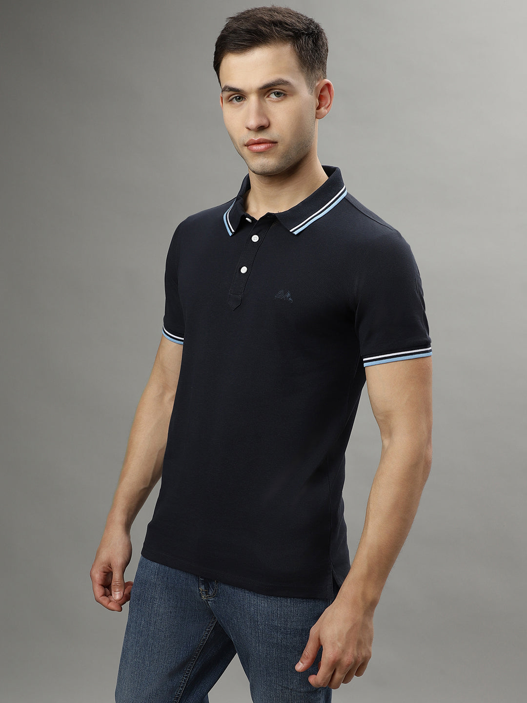 Lindbergh Blue Fashion Regular Fit Polo T-Shirt