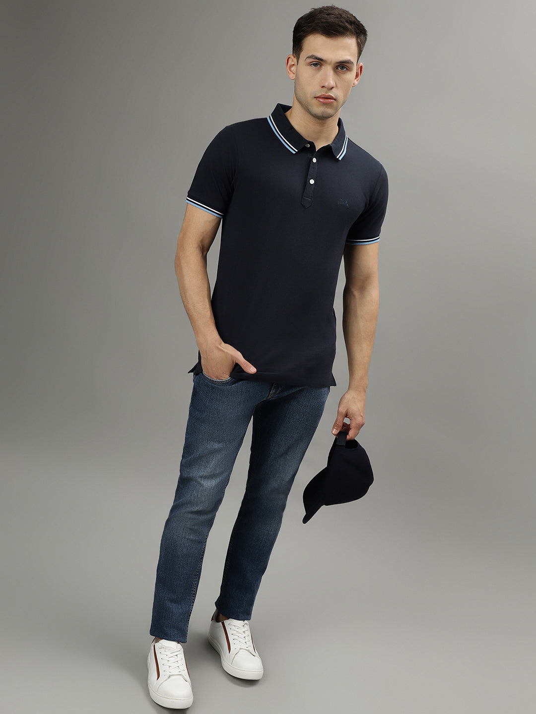 Lindbergh Blue Fashion Regular Fit Polo T-Shirt