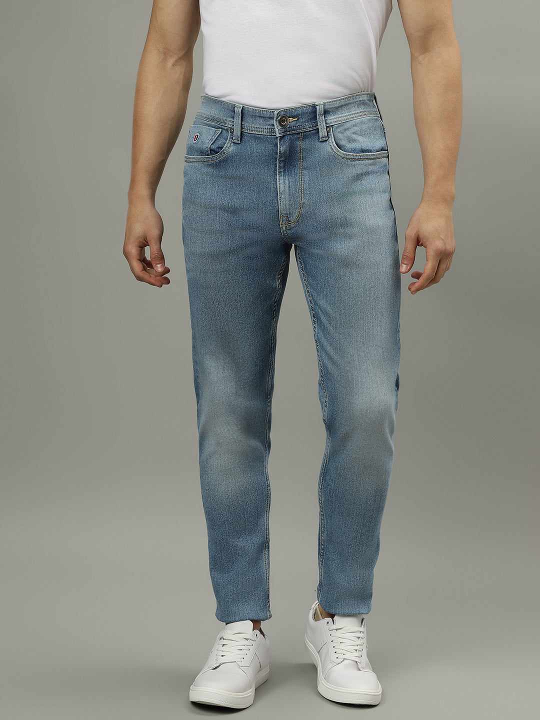 Iconic Men Blue Washed Mid-Rise Slim Fit Jeans