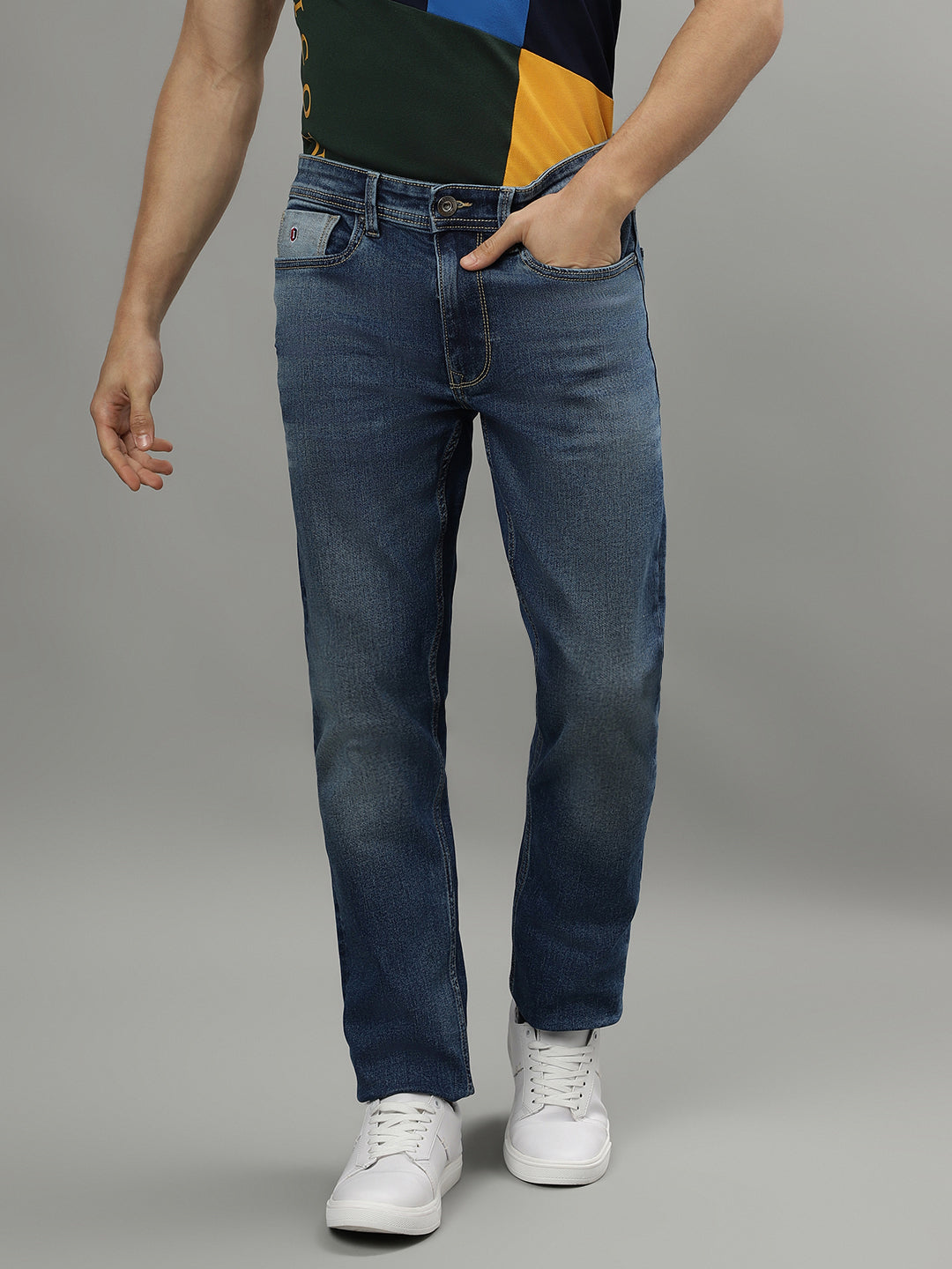 Iconic Men Blue Washed Mid-Rise Skinny Fit Jeans