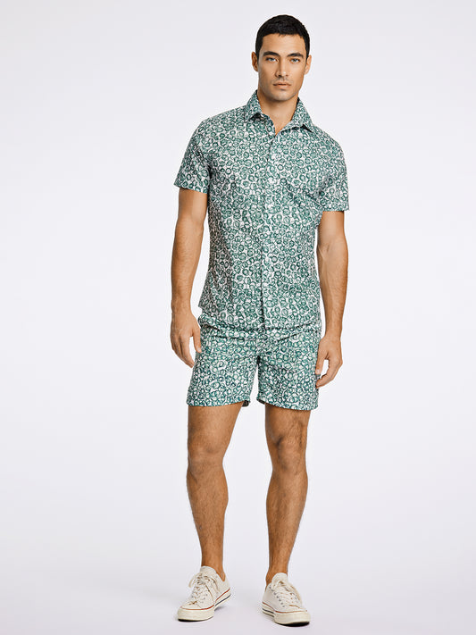 Lindbergh Men Green Printed Collar Shirt