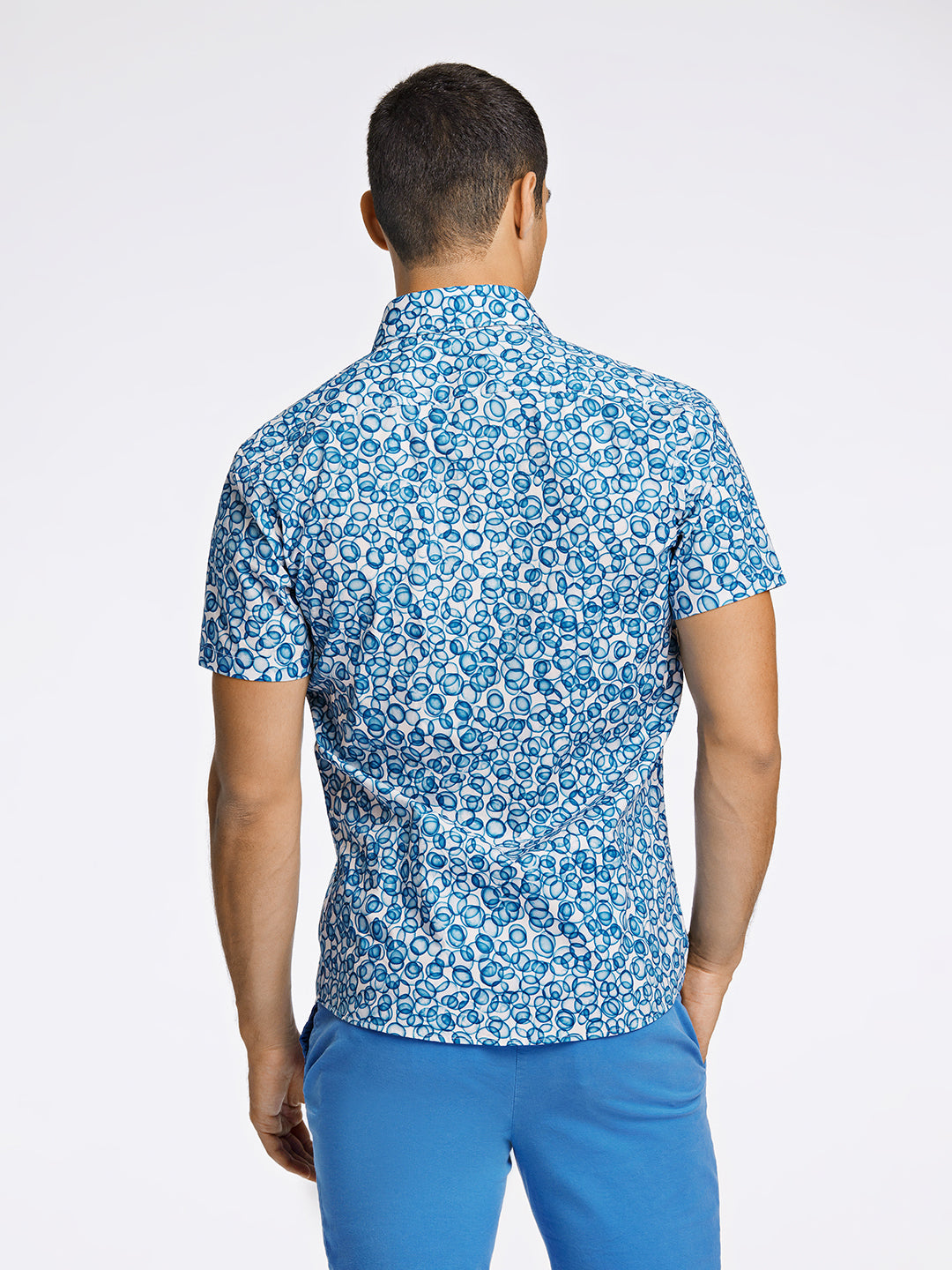 Lindbergh Men Blue Printed Collar Shirt