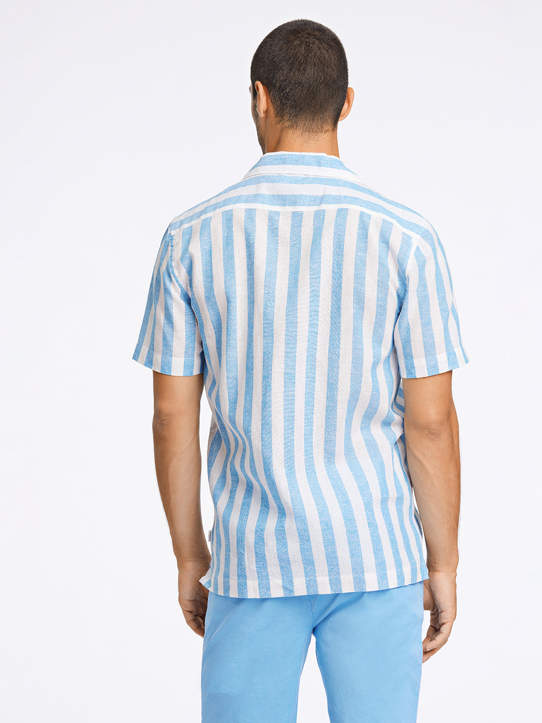 Lindbergh Men Blue Collar Striped Shirt