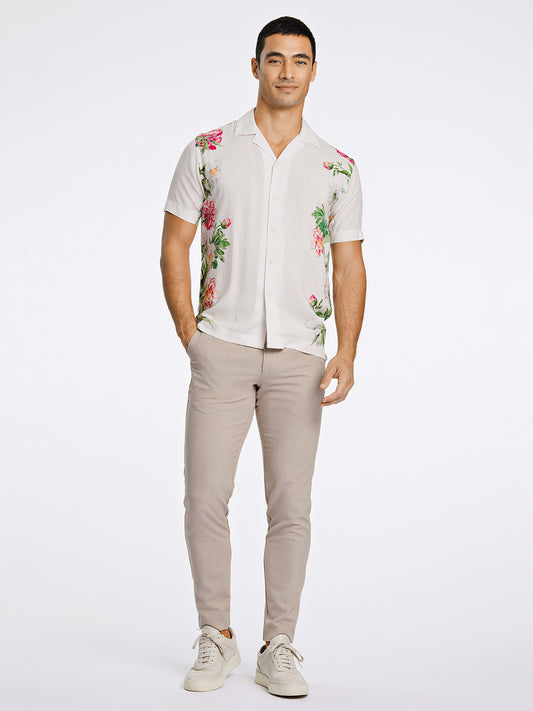 Lindbergh Men Off White Printed Collar Shirt