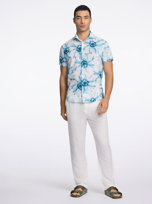 Lindbergh Men Blue Printed Collar Shirt