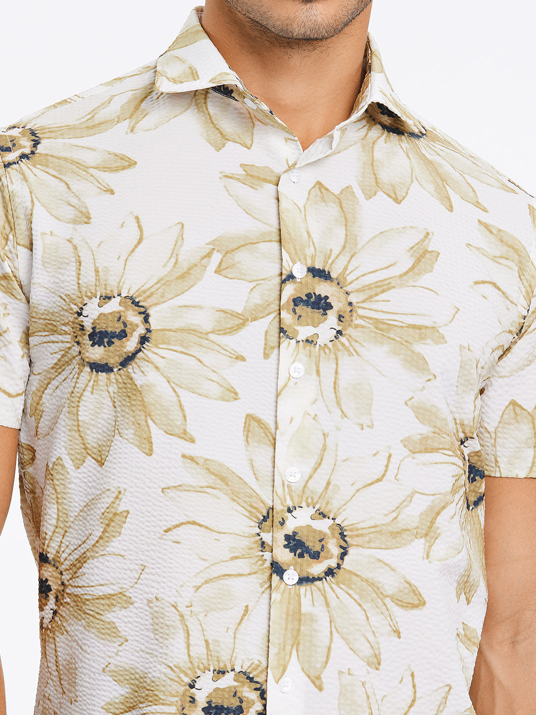 Lindbergh Men Sand Collar Printed Shirt