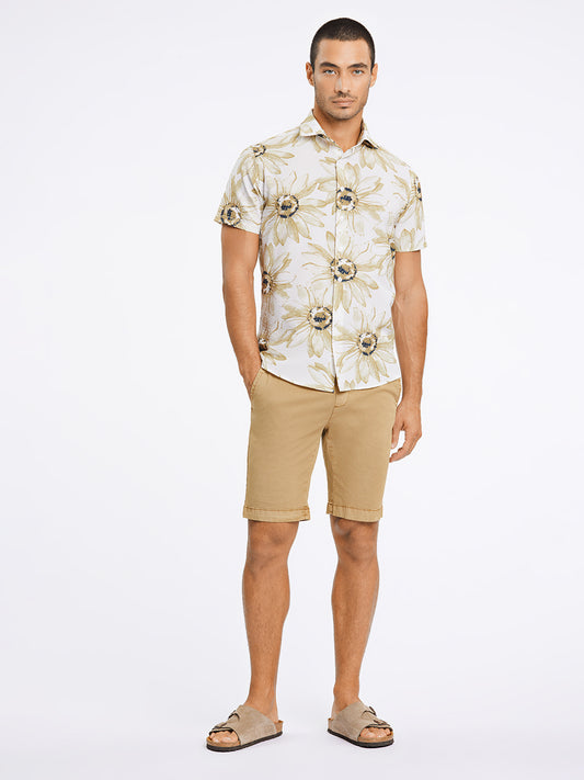 Lindbergh Men Sand Collar Printed Shirt