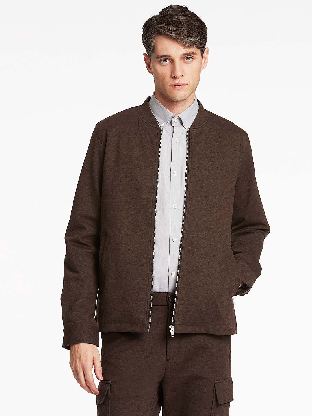 Lindbergh Men Brown Solid Jacket