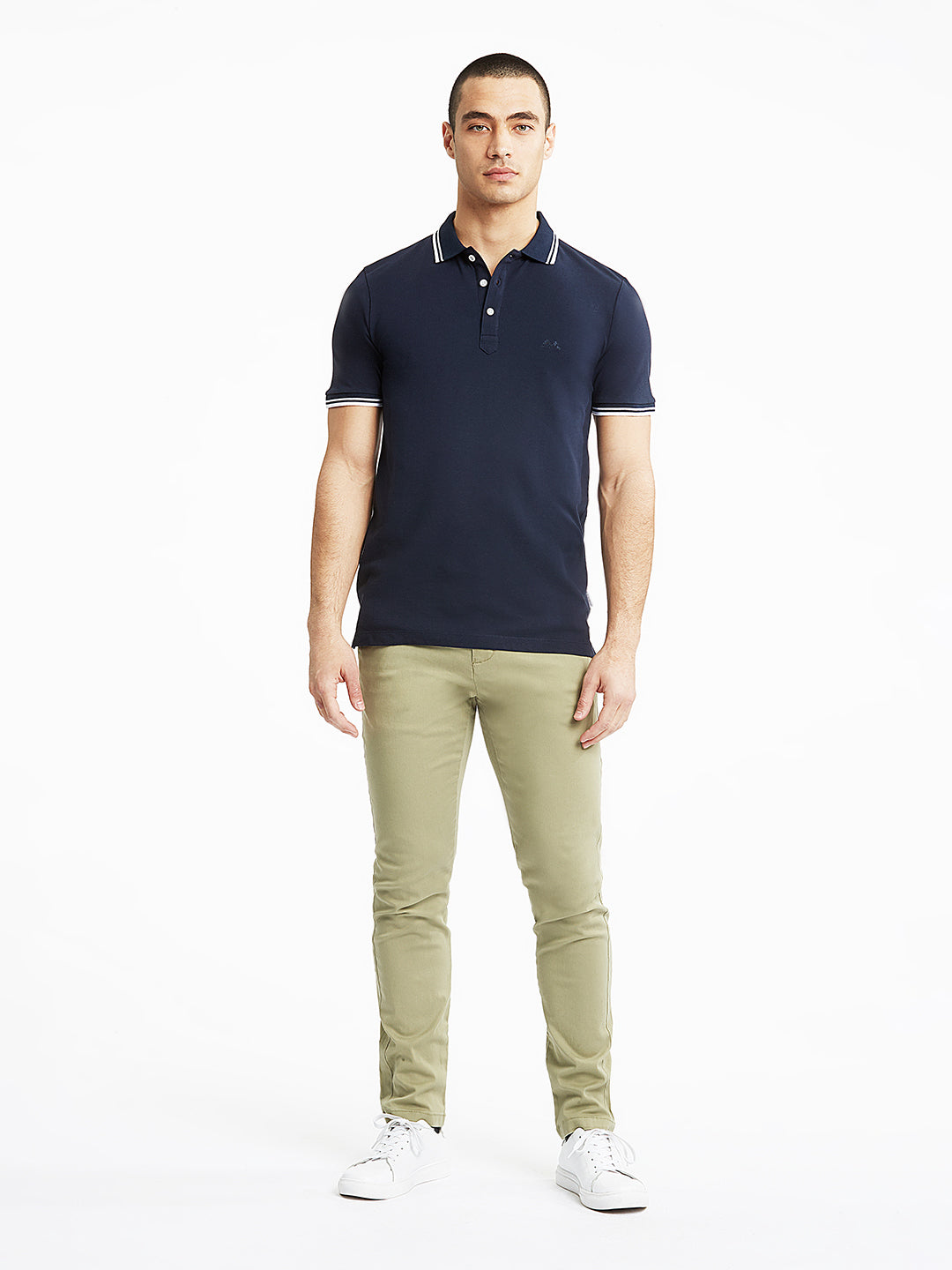 Lindbergh Men Navy Blue Polo Solid TShirt