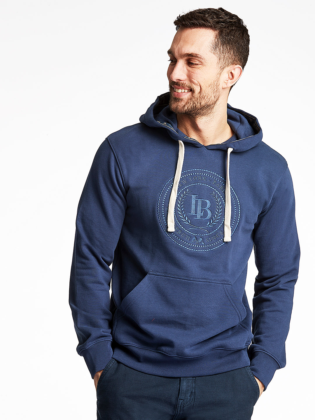 Lindbergh Men Navy Blue Printed Sweatshirt